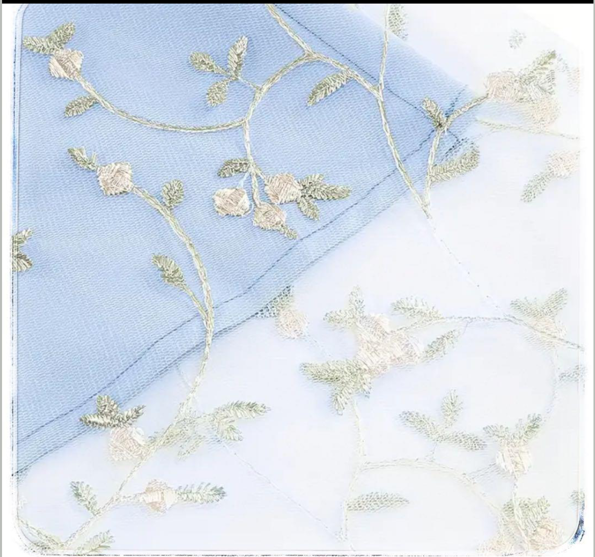 ホルターネックドレス水色の刺繍入りシフォン風のAラインデザイン by Harumam shops