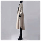 Port neck trench coat beige/black double breasted M size by Harumam shops