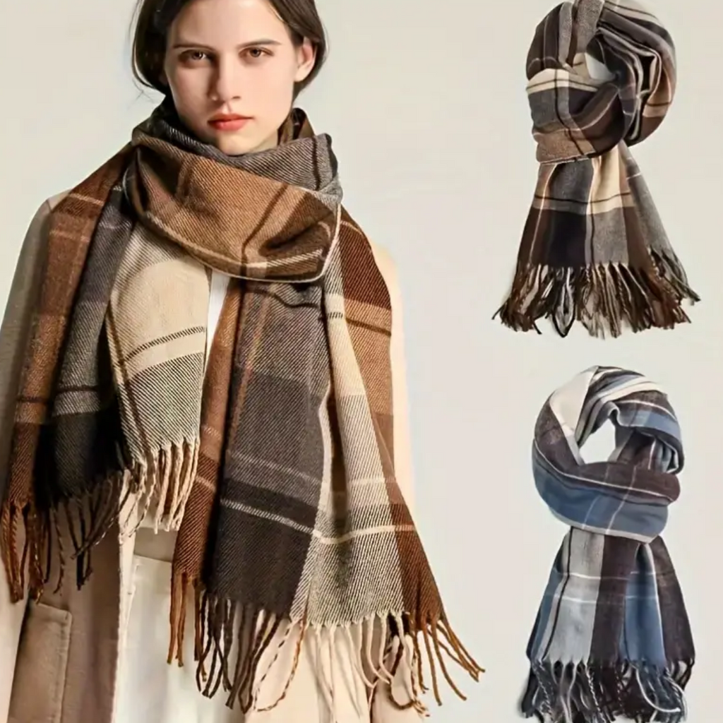 Plaid stole soft touchby Harumam shops