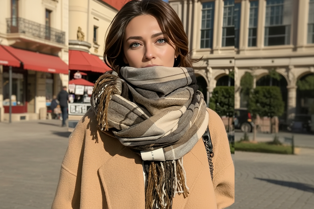 Plaid stole soft touchby Harumam shops